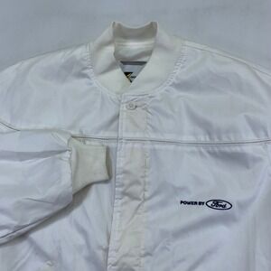 Vintage K-Brand Bomber Jacket Large Power By Ford Jacket White Motorsport 90s